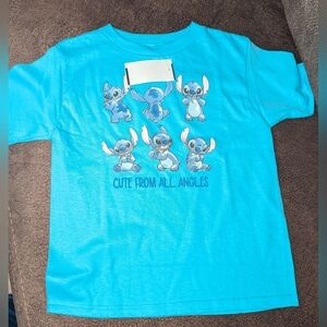 NWT,Disney's,Stitch,"Cute from all angles",short sleeve, aqua,unisex tee- kids 4